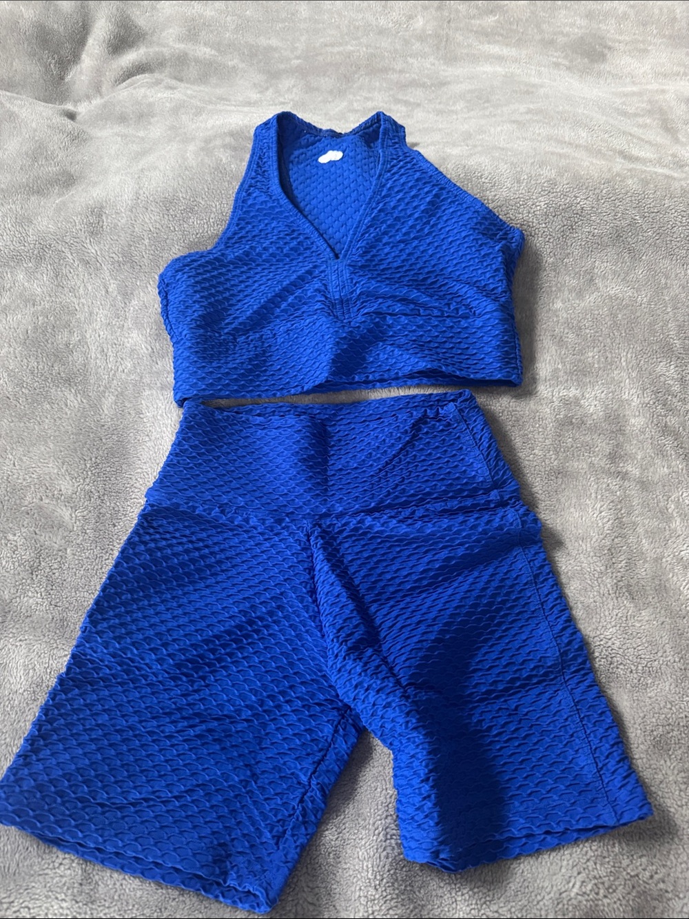 Booty By Brabants Royal Blue Croco High-Waist Biker Shorts Set